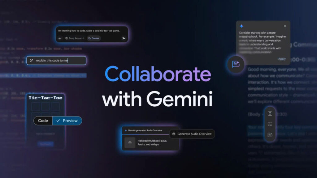 Gemini có các công cụ viết và mã hóa mới, cùng với các "podcast" do AI tạo ra